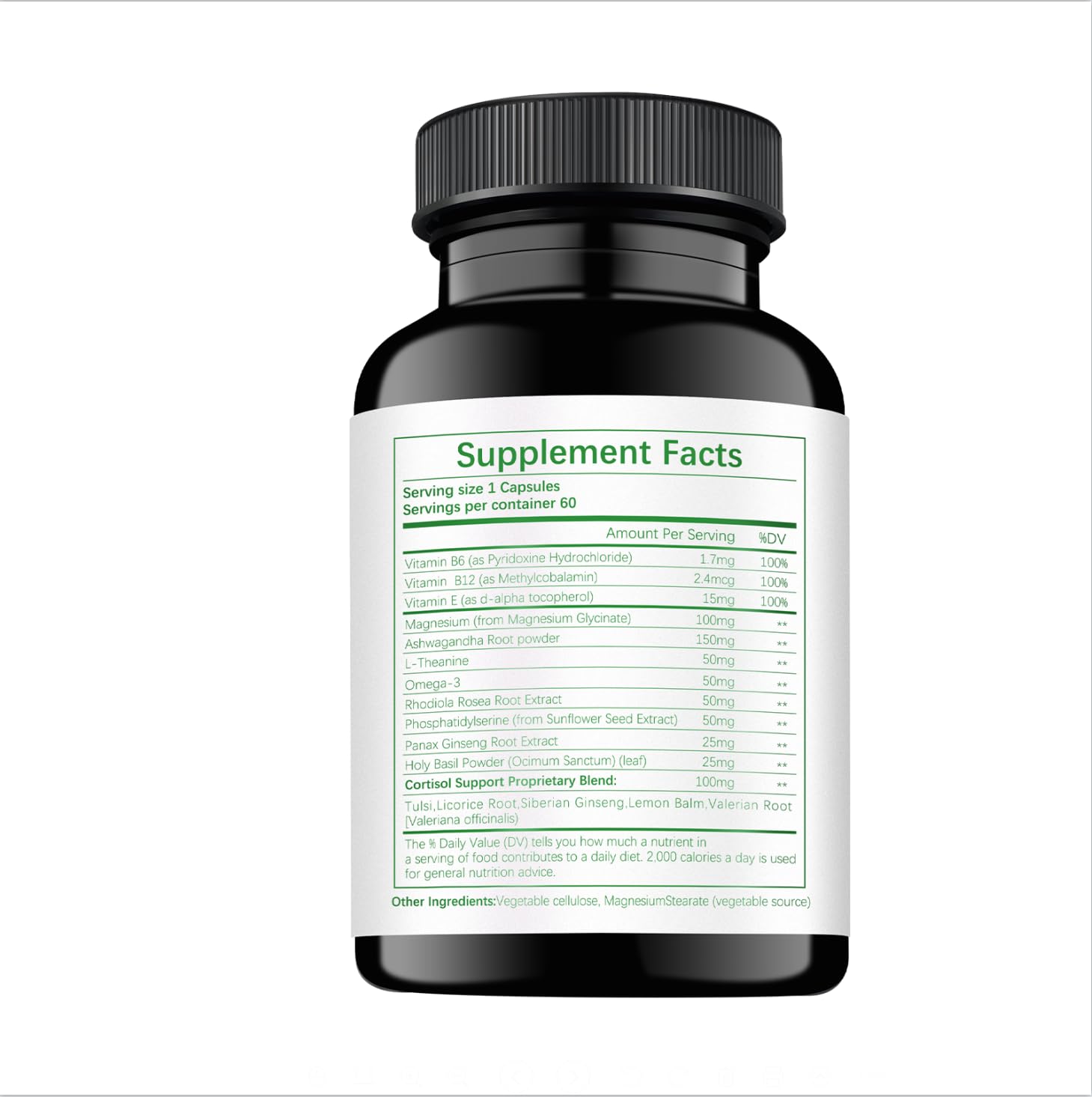 HABIZIYA Cortisol Manager Supplement for Women and Men Adrenal Support with Ashwagandha, Rhodiola Rosea, Holy Basil, Mood & Sleep Support - Non-GMO, Vegan Capsules (60 Count) HABIZIYA uk supplements