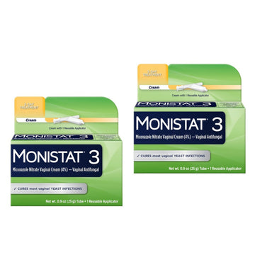 Monistat 3 Cream, 3-Day Treatment for Women: 1x Reusable Applicator & 1x 25g External Anti-Itch Cream Bundle (Pack of 2) Monistat uk supplements
