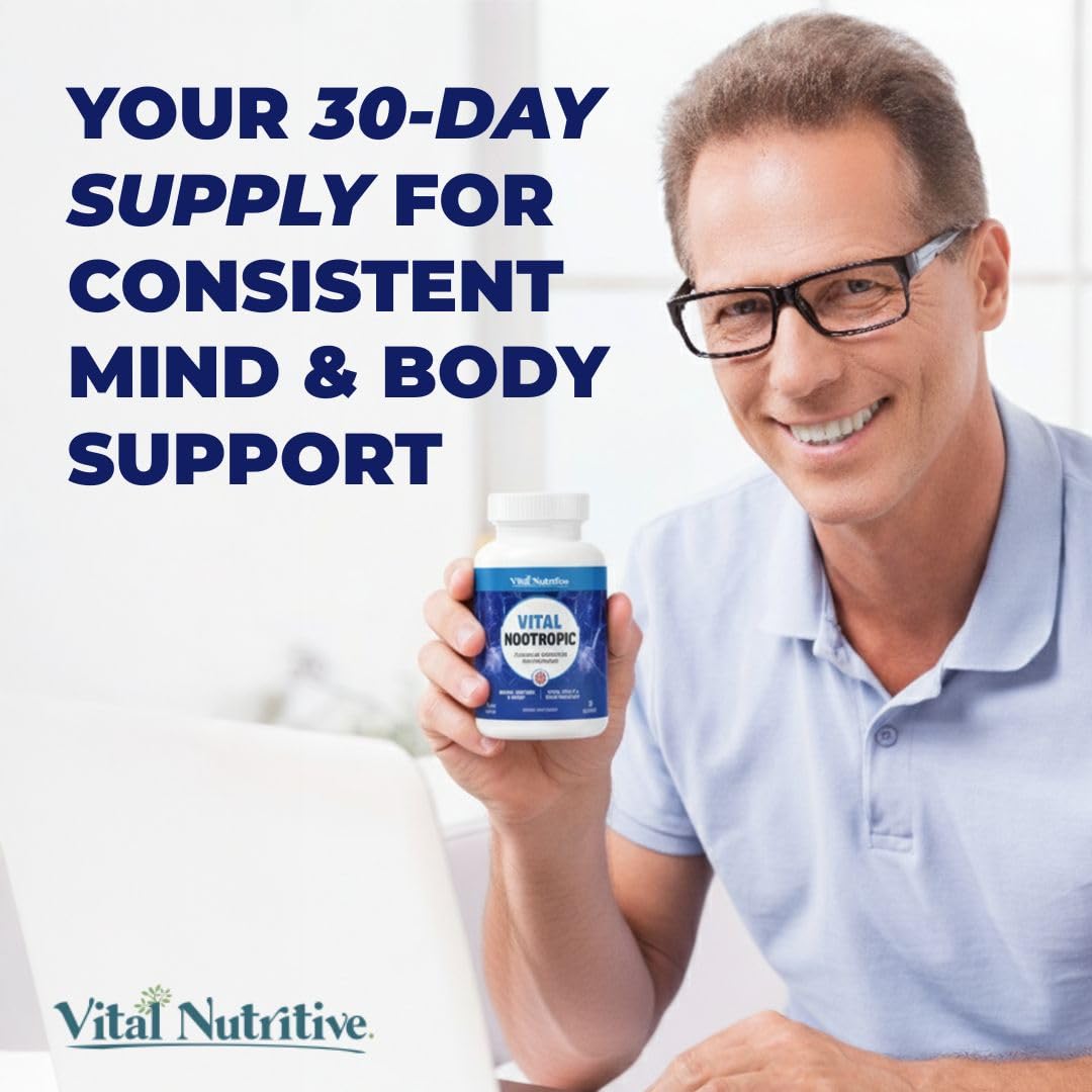 Vital Nootropic 12-in-1 Brain Supplement for Memory, Focus & Energy Support – L-Tyrosine, Bacopa, Rhodiola, Caffeine, B Vitamins – Cognitive Balance Capsules for Men & Women-30 Days Supply VITAL NUTRITIVE uk supplements