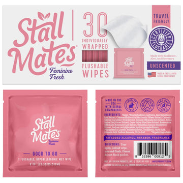 Stall Mates Wipes Feminine Fresh - Flushable | Individually Wrapped Cleansing Travel Friendly PH Stall Mates Wipes uk supplements