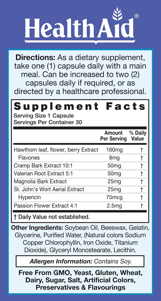 RelaxEase, Herbal Blend to Support Harmony and Tranquility, Once Daily, 30 ct, Helps Promote Health and Relaxation HealthAid uk supplements