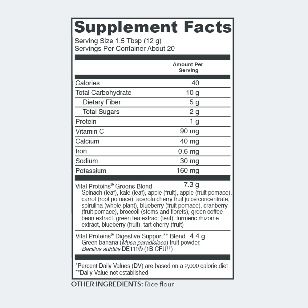 Vital Proteins Unflavored Daily Greens, 8.6 OZ Vital Proteins uk supplements