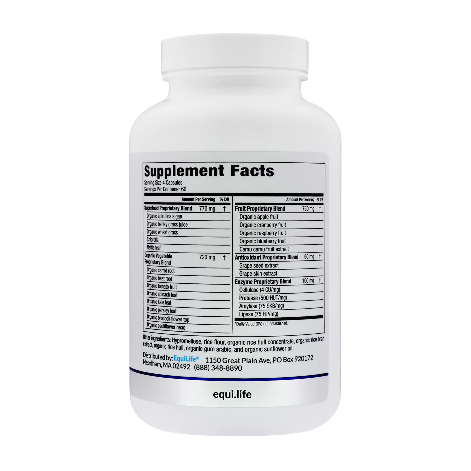 Equilife Daily Fruit & Vegetable Blend, Superfood Antioxidant Supplement Capsules, Nutrient Dense with Vitamin C, Fiber, and 9 Essential Amino Acids, Supports Energy, Vegan 240 Capsules Equilife uk supplements