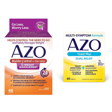 AZO Bladder Control with Go-Less® & Weight Management Dietary Supplement & Yeast Plus Dual Relief AZO uk supplements
