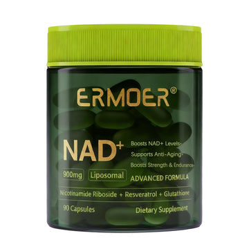 ERMOER NAD Liposomal Nicotinamide Riboside with Resveratrol & Quercetin 900mg, NAD Resveratrol Supplement for Anti Aging, Energy, Antioxidant, Focus (90 Count) ERMOER uk supplements