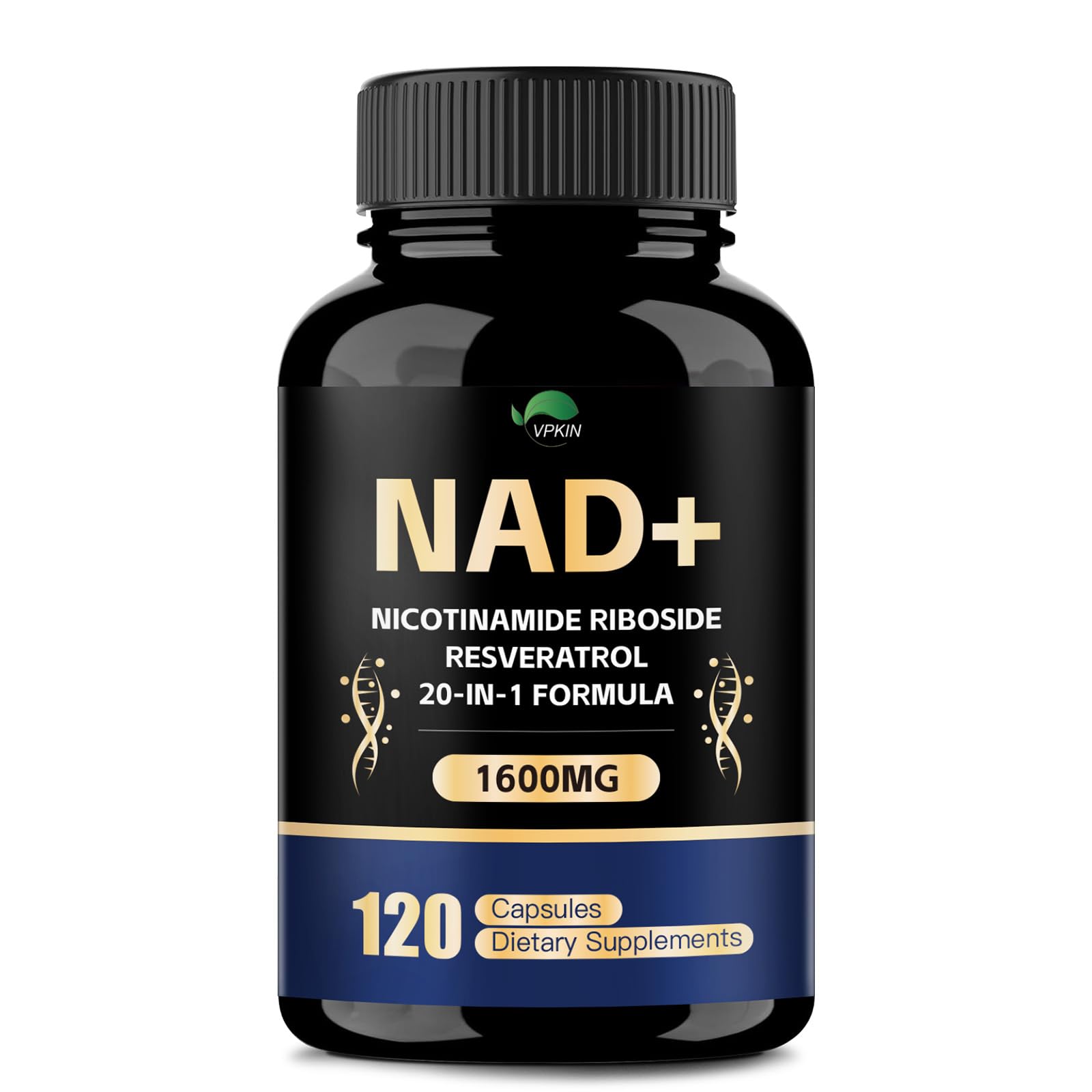 VPKIN NAD Supplement,1500mg NAD+ Supplement with Resveratrol,Nicotinamide,Quercetin,CoQ10,Support Energy & Repair, Vitality,Non-GMO, No Fillers(120 Capsules) VPKIN uk supplements