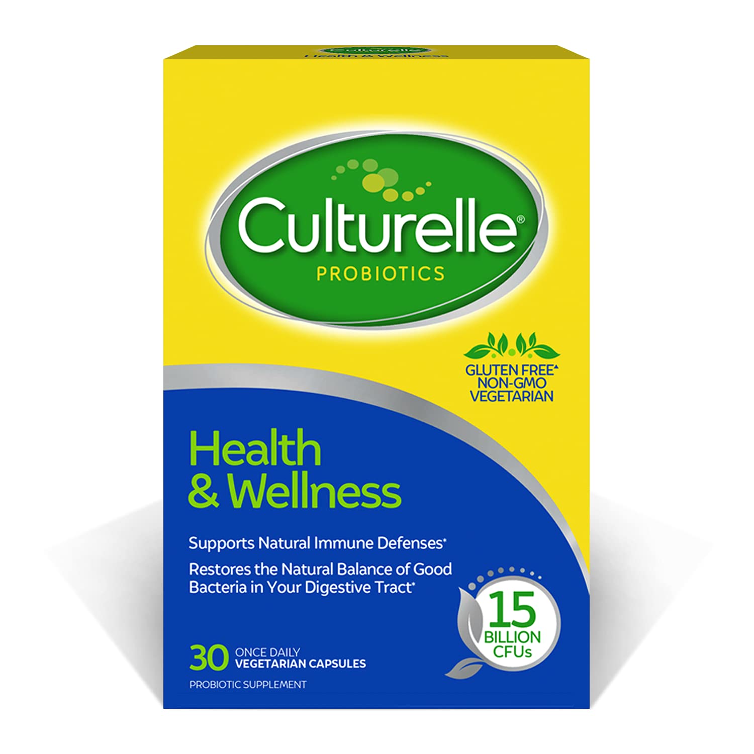 Culturelle Health & Wellness Daily Probiotic for Women & Men - 30 Count - 15 Billion CFUs & A Proven-Effective Probiotic Strain Support your Immune System- Gluten Free, Soy Free, Non-GMO Culturelle uk supplements