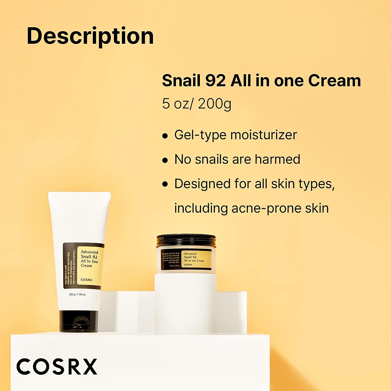 COSRX Snail Mucin 92% Moisturizer, Daily Repair Face Gel Cream for Dry, Sensitive Skin COSRX uk supplements