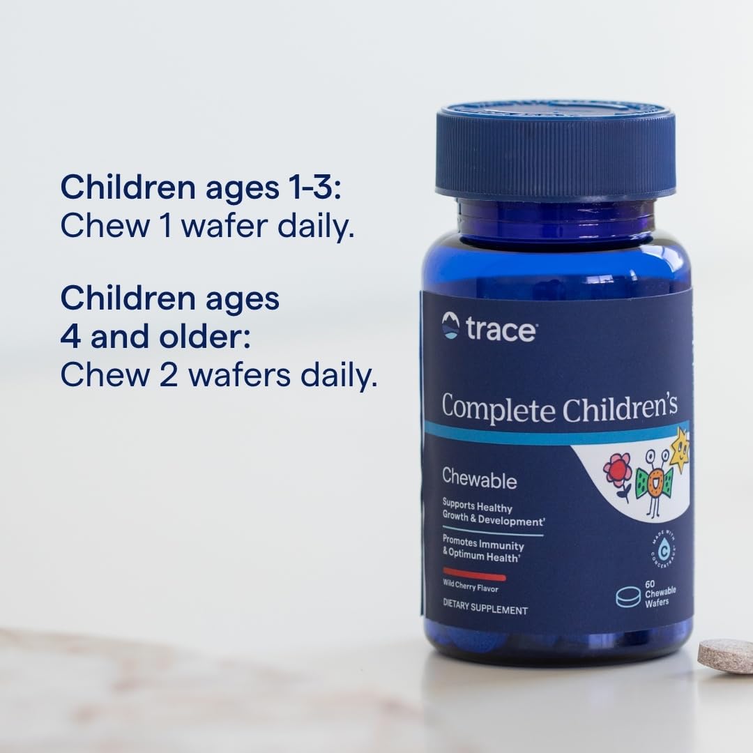 Trace Minerals Complete Children's Chewable - Gluten-Free Multivitamin for Kids - Chewable Multivitamin Supplement to Support Health & Development - 60 Chewable Wafers (30 Servings) Trace Minerals uk supplements