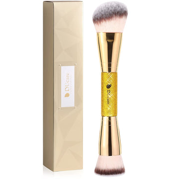 DUcare Dual End Foundation Contour Bronzer Brush, Gold Glitter Handle Double Ended Professional Face Makeup Tool for Liquid Cream Powder DUcare uk supplements