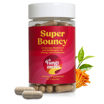 Fungiments Super Bouncy Mushroom Supplement – Cordyceps Focus Capsules for Adults – Natural Brain Boost, Green Tea Energy Vitamins Without jitters, Stamina for Women, Fatigue Support – 60 Count Fungiments uk supplements