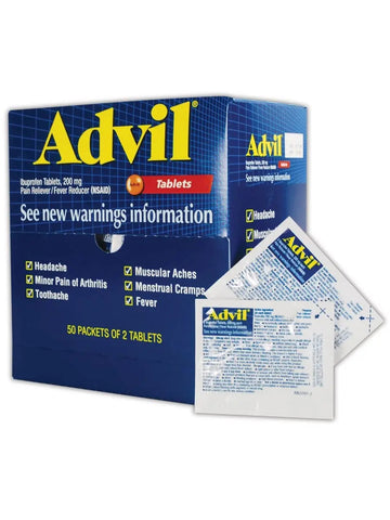 Advil WL0151-50 Ibuprofen Pain Relief Tablet, 200mg, Standard, Blue/Red (Pack of 50) Advil uk supplements