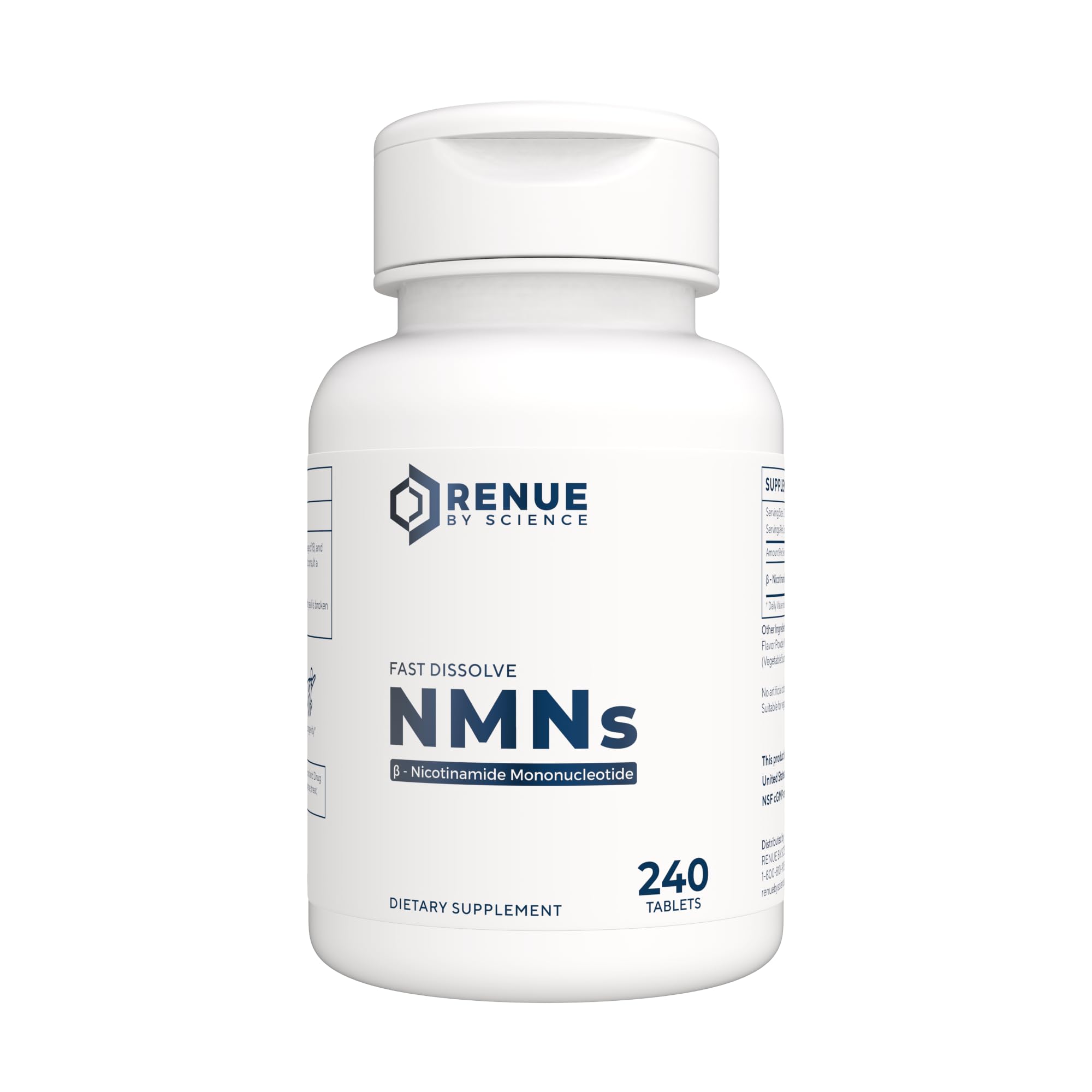 Renue By Science NMN Supplement | 240 Chewable Vegetarian Tablets - 125mg Nicotinamide Mononucleotide per Serving | Lemon Flavour - Manufactured in The USA Third-Party Tested Renue By Science uk supplements