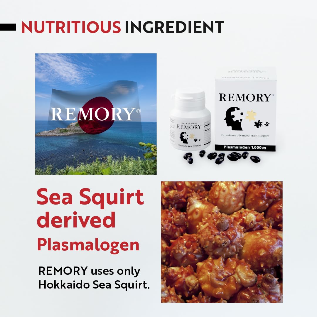 REMORY Plasmalogen Sea Squirt Supplement - Brain Health Supplement - 30 Days Supply REMORY uk supplements