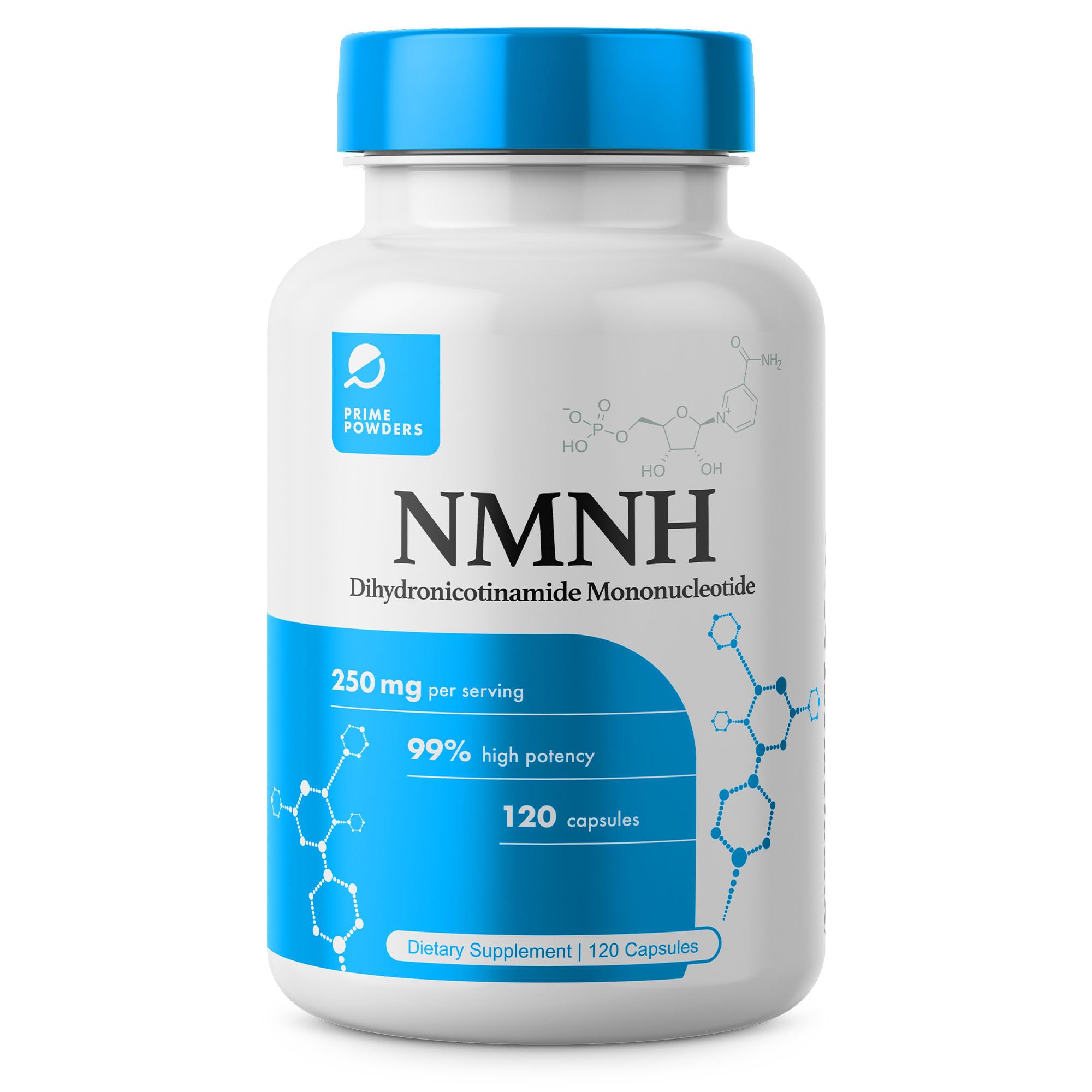 Prime Powders NMNH: Dihydronicotinamide Mononucleotide (120 Capsules) NAD+ Support NR NAD Supplement Prime Powders uk supplements