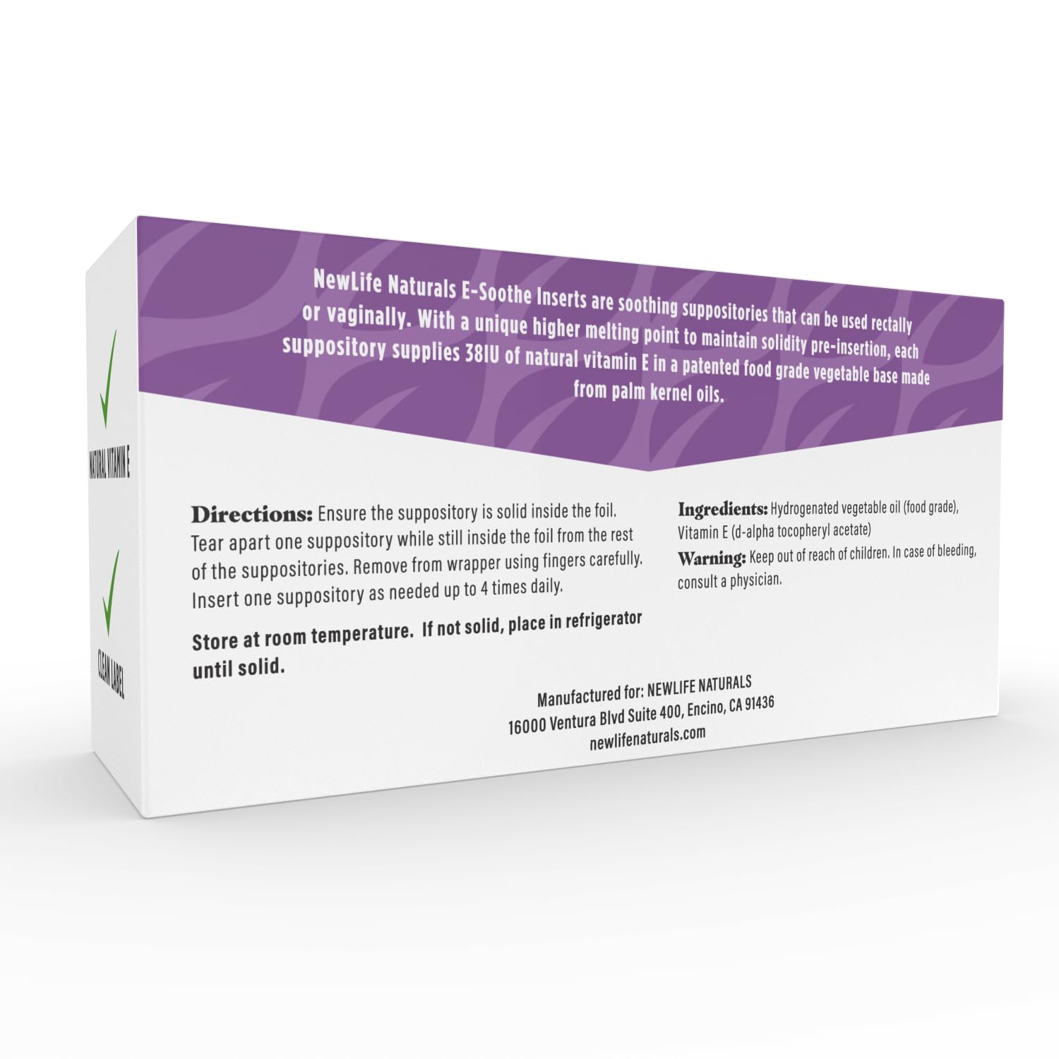 NewLife Naturals Vitamin E Suppositories 38IU - Vaginal Dryness Irritation Menopause Atrophy Relief NewLife Naturals uk supplements