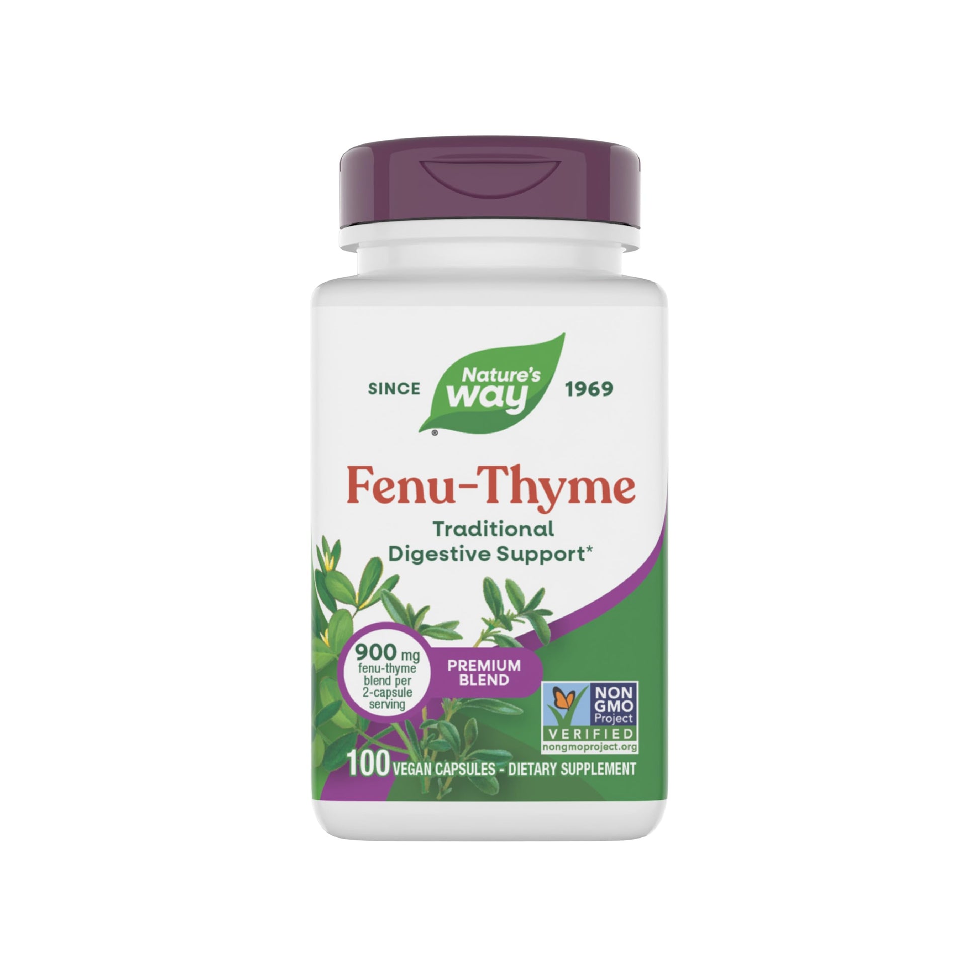 Nature's Way Fenu-Thyme - Traditional Digestive Support Blend* - 900 mg of Thyme & Fenugreek per 2-Capsule Serving - Non-GMO Project Verified & Dairy Free - 100 Vegan Capsules Nature's Way uk supplements