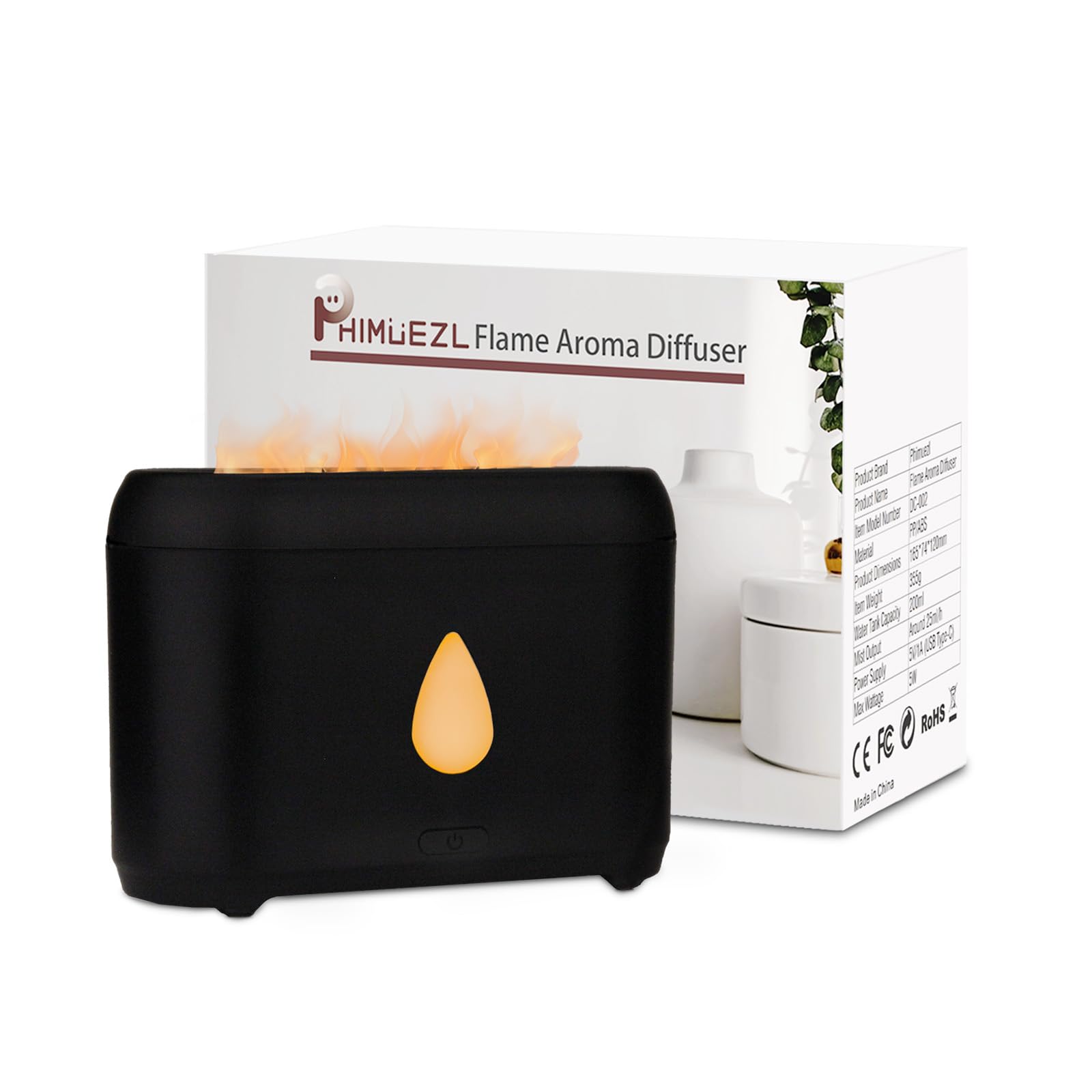 Flame Diffuser for Essential Oils (Black) Phimuezl uk supplements