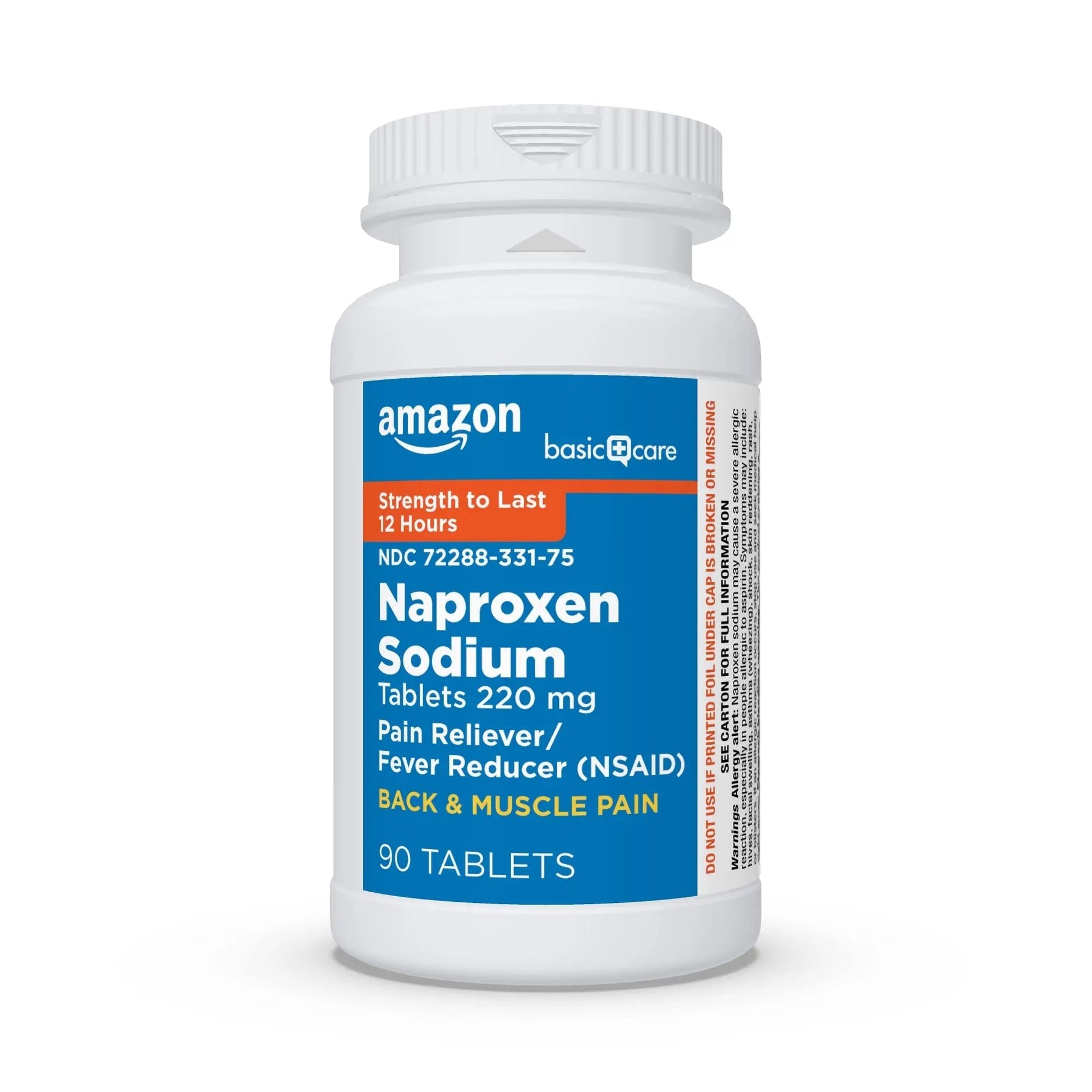 Amazon Basic Care Back and Muscle Pain, 220 mg Naproxen Sodium Tablets, 12-Hour Pain Relief, Headache, Arthritis, Menstrual Cramps, Fever Reducer, 90 Count Amazon Basic Care uk supplements