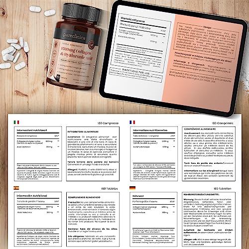 UltraColl Collagen & Hyaluronic Acid 1500mg x 180 Tablets - 6 Months Supply Pureclinica uk supplements