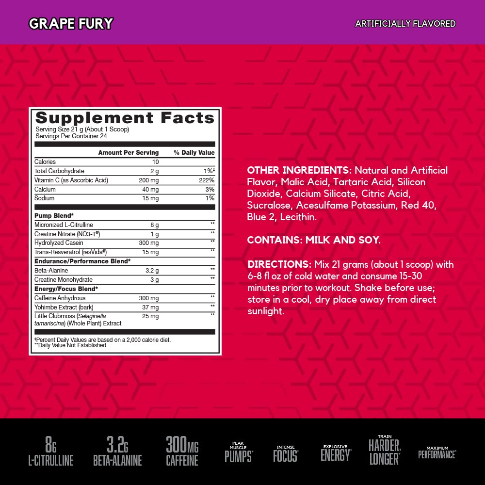 BSN N.O.-XPLODE Vaso Pre Workout Powder with 8g of L-Citulline and 3.2g Beta-Alanine BSN uk supplements