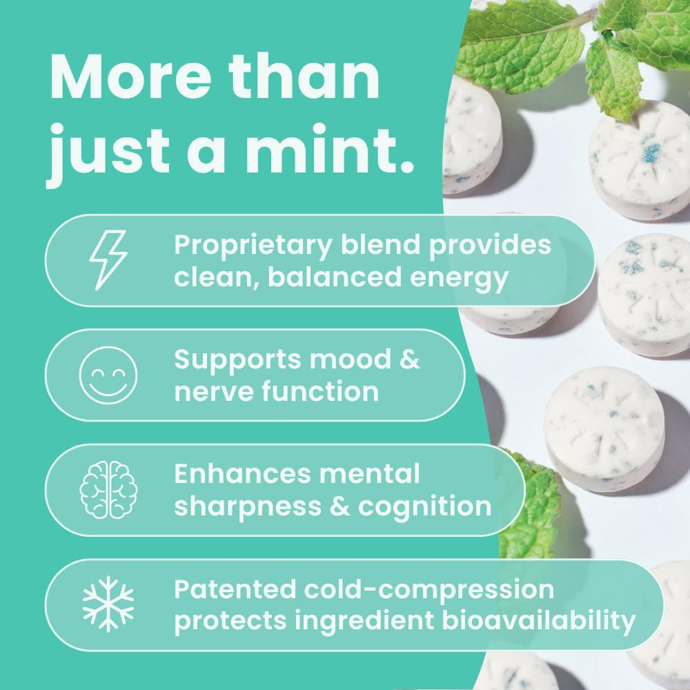 Neuro Energy & Focus Mints - Sugar Free Breath Mints with 40mg Natural Caffeine, B Vitamins & L-Theanine - Vegan Brain Supplement for Exercise, Study & Daily Focus - Peppermint, 12 ct Neuro uk supplements