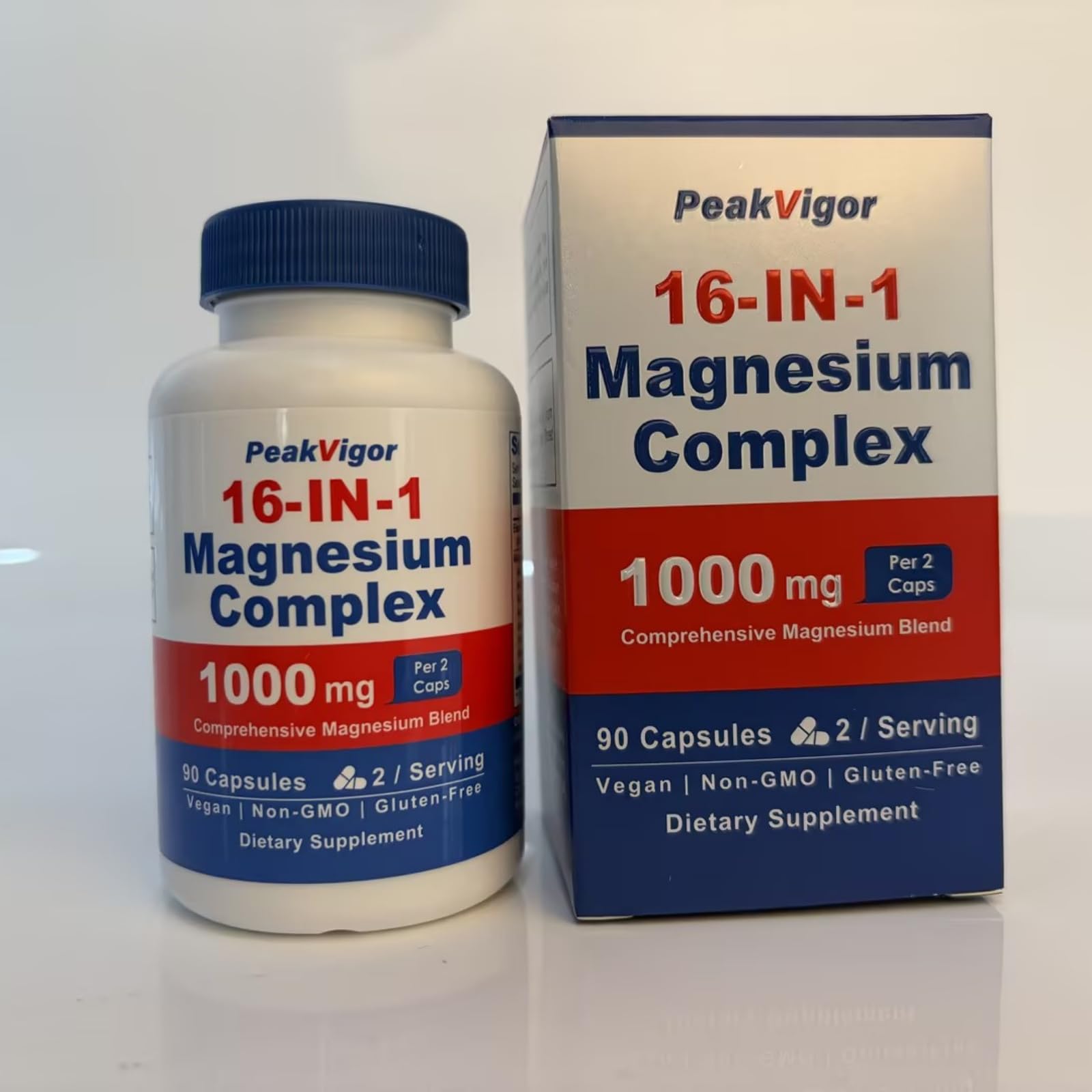 16 in 1 Magnesium Complex, 1000mg Magnesium Complex Supplement for Women with Magnesium Glycinate, Citrate, Orotate, L-Threonate, Malate, Third-Party Tested, Easy-Swallow Vegan Capsules PeakVigor uk supplements