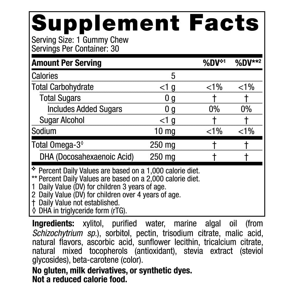 Nordic Naturals Zero Sugar Children’s DHA Vegetarian Gummy Chews - Passion Fruit Lemon Flavor - 30 Gummies - Vegan Algae Oil Omega-3 Supplement for Kids Brain & Cognition Support - 30 Servings Nordic Naturals uk supplements