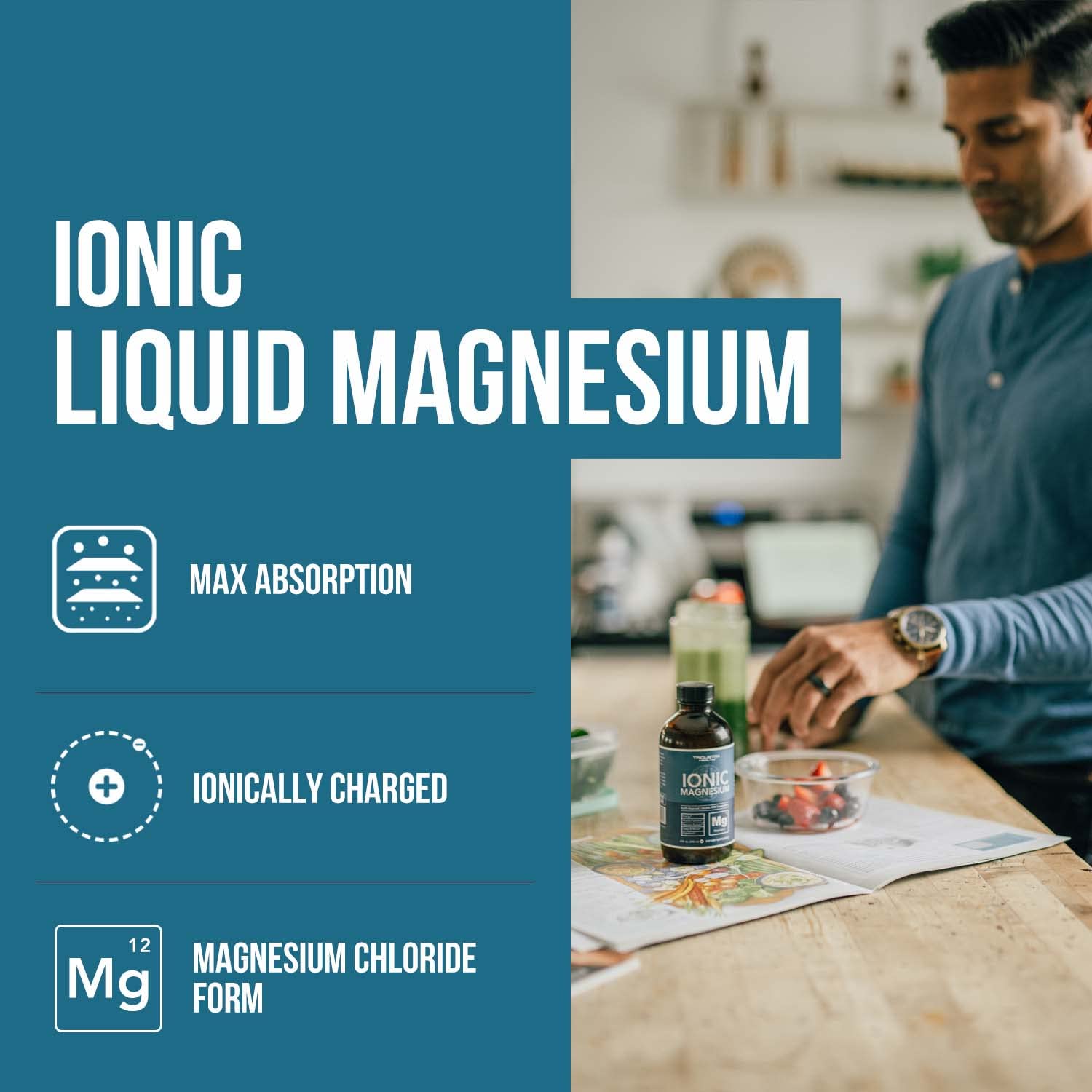 Liquid Magnesium | 8 oz - Ionic Magnesium Chloride, Highest & Fastest Absorption - Calm Mood, Sleep, Muscle Cramps & Spasms, Natural Laxative – Vegan, Glass Bottle (96 Servings) Triquetra Health uk supplements
