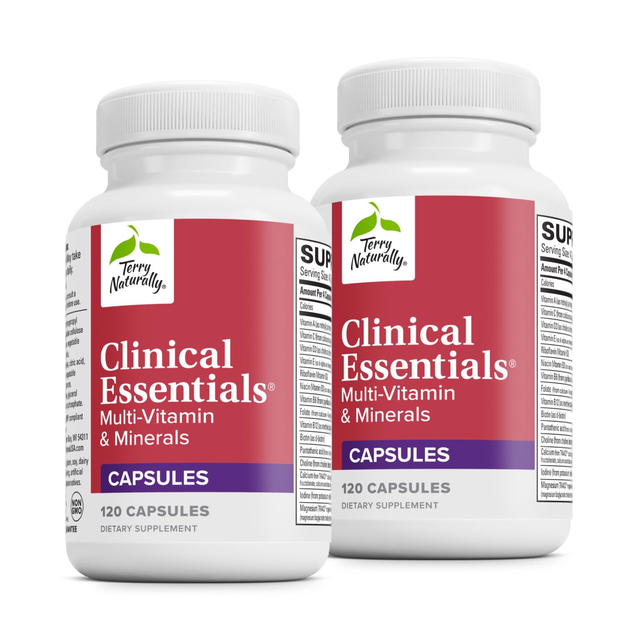 Terry Naturally Clinical Essentials - Supplement to Aid Bone, Cardiovascular & Immune Health - Supplement with Chelated Minerals - Supplement with B-Vitamins & Vitamin C - 120 Capsules (Pack of 2) Terry Naturally uk supplements