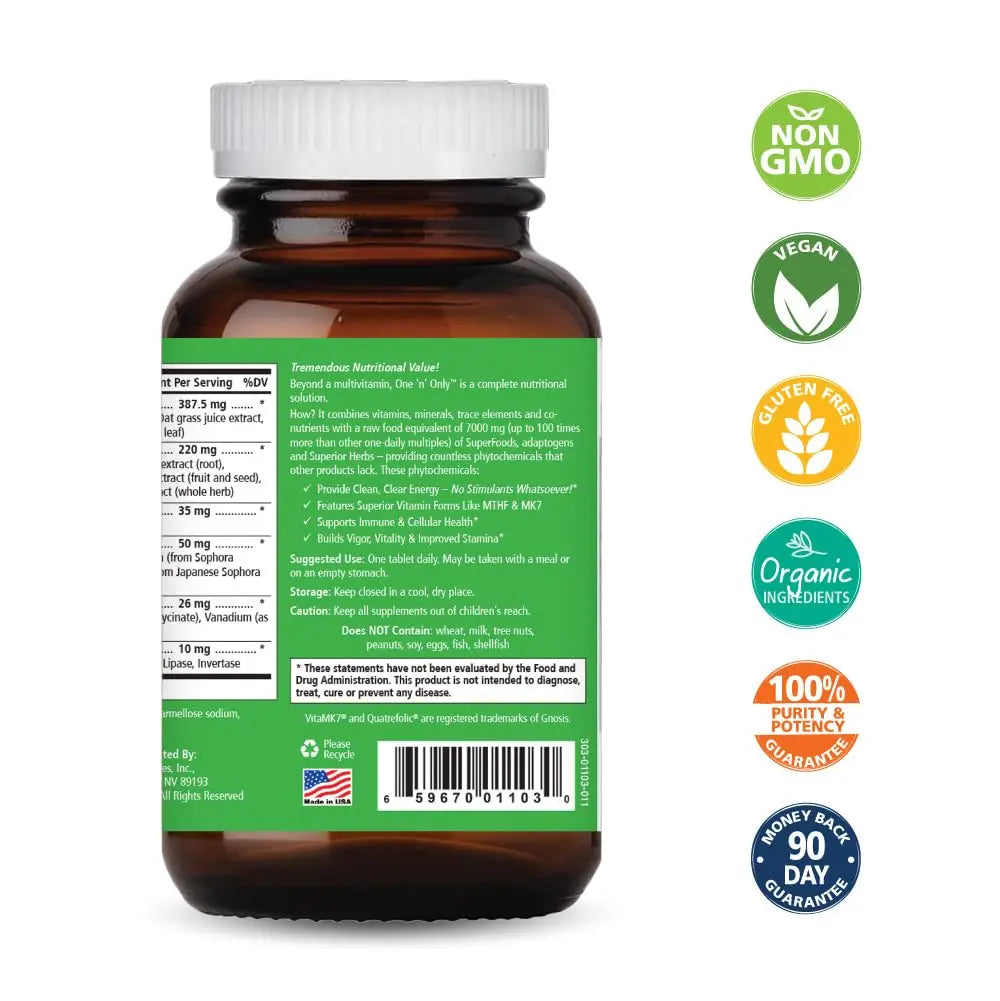 One n Only Whole Food Multivitamin by Pure Essence - Super Energetic Once a Day with Superfoods, Minerals, Enzymes PURE ESSENCE LABS uk supplements