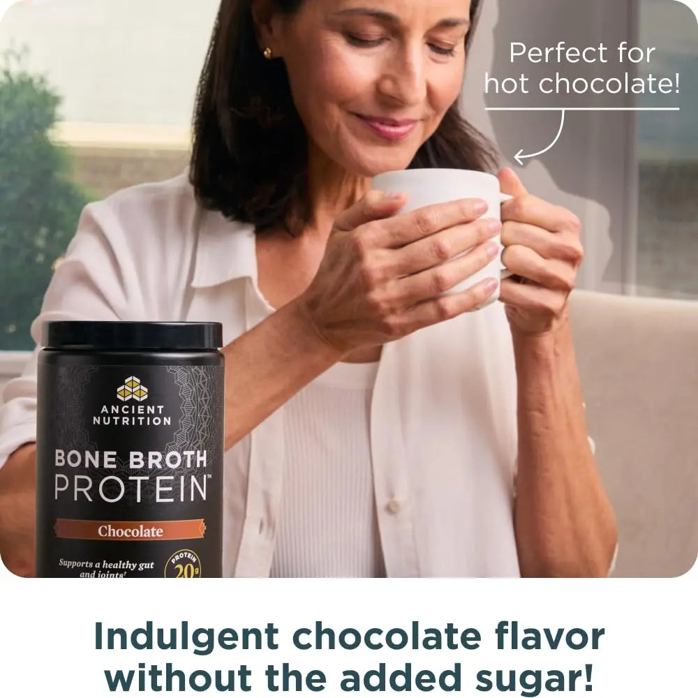Ancient Nutrition Protein Powder Made from Real Bone Broth, Chocolate, 20g Protein Per Serving, 20 Serving Tub, Gluten Free Hydrolyzed Collagen Ancient Nutrition uk supplements