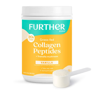 Further Food Vanilla Collagen Peptides Powder with Tremella Mushroom – 100% Grass-Fed, Hydrolyzed Type 1 & 3, 20g of Collagen per Serving, Supports Skin, Hair, Nails & Joints, 22.22 Oz Further Food uk supplements