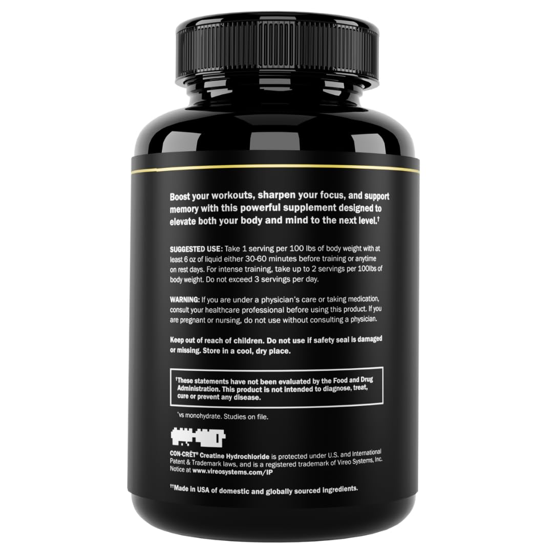 Prime Labs Creatine HCl Capsules - with CON-CRĒT®, Rhodiola Root Extract, & L-Theanine - Muscle Support, Endurance, Cognitive Function - for Men & Women - 60 Pills Prime Labs uk supplements