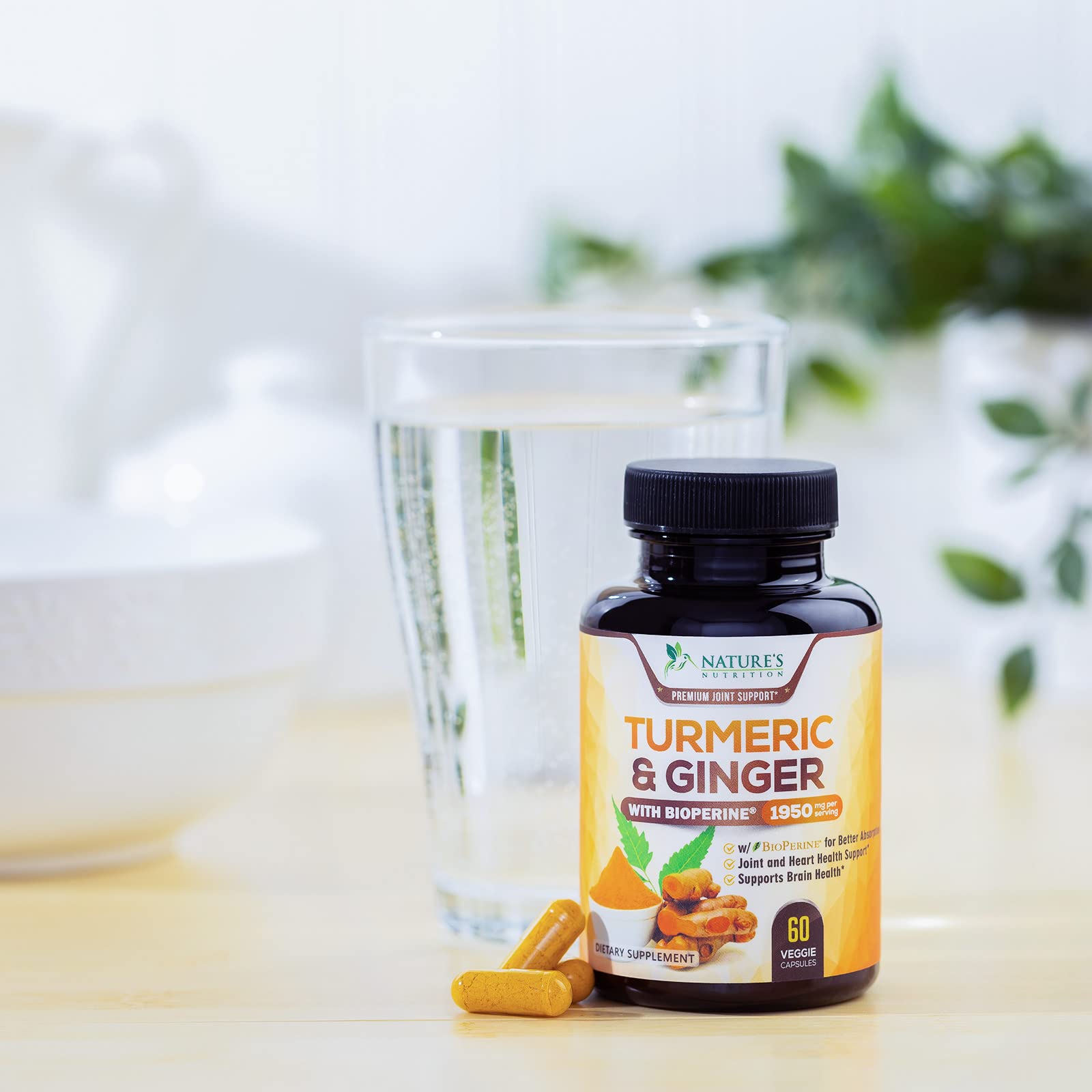 Turmeric Curcumin with BioPerine & Ginger 95% Standardized Curcuminoids Nature's Nutrition uk supplements