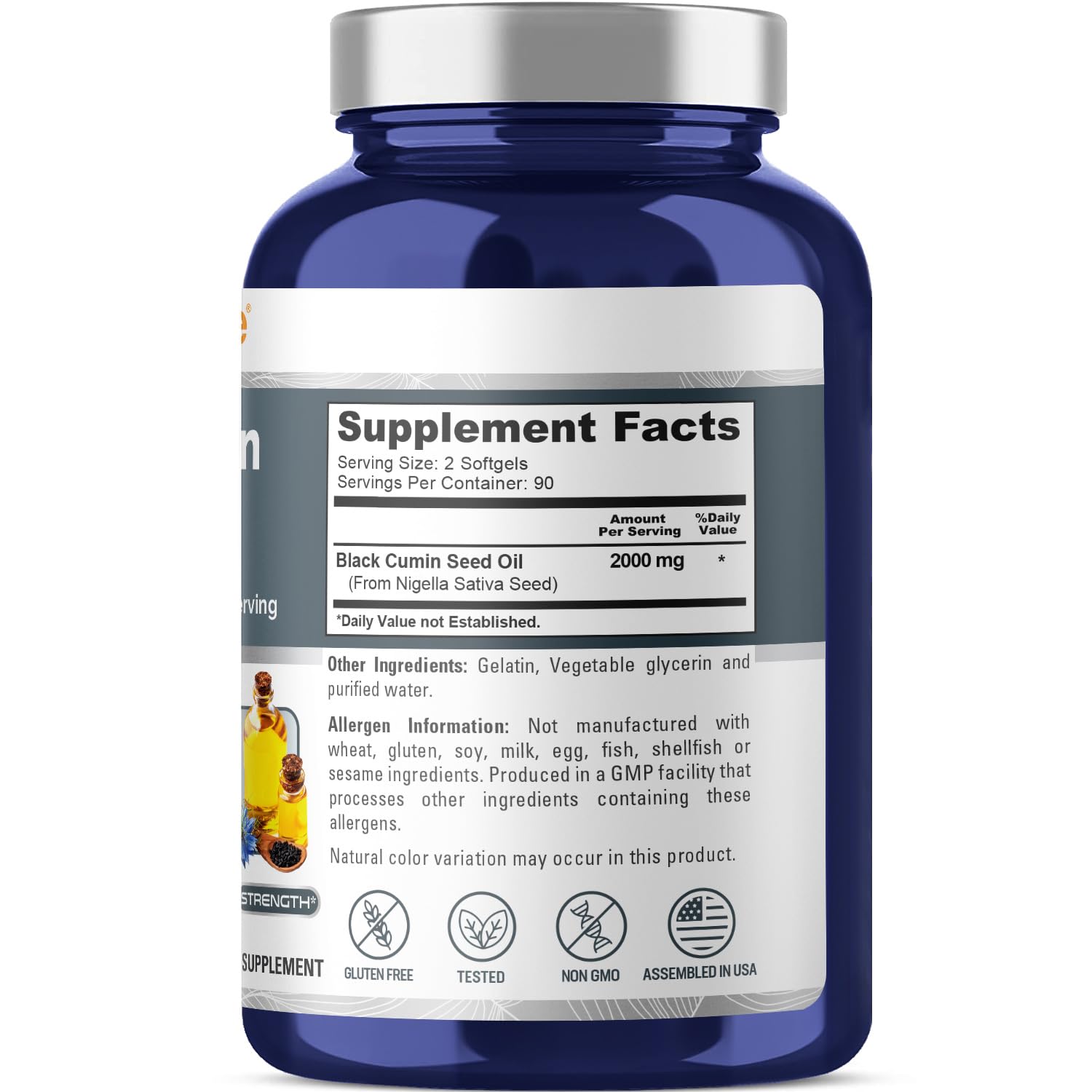 NusaPure Black Seed Oil 2000mg per Serving - 180 Softgel Caps (Non-GMO, Gluten-Free) Cold-Pressed Nigella Sativa NusaPure uk supplements
