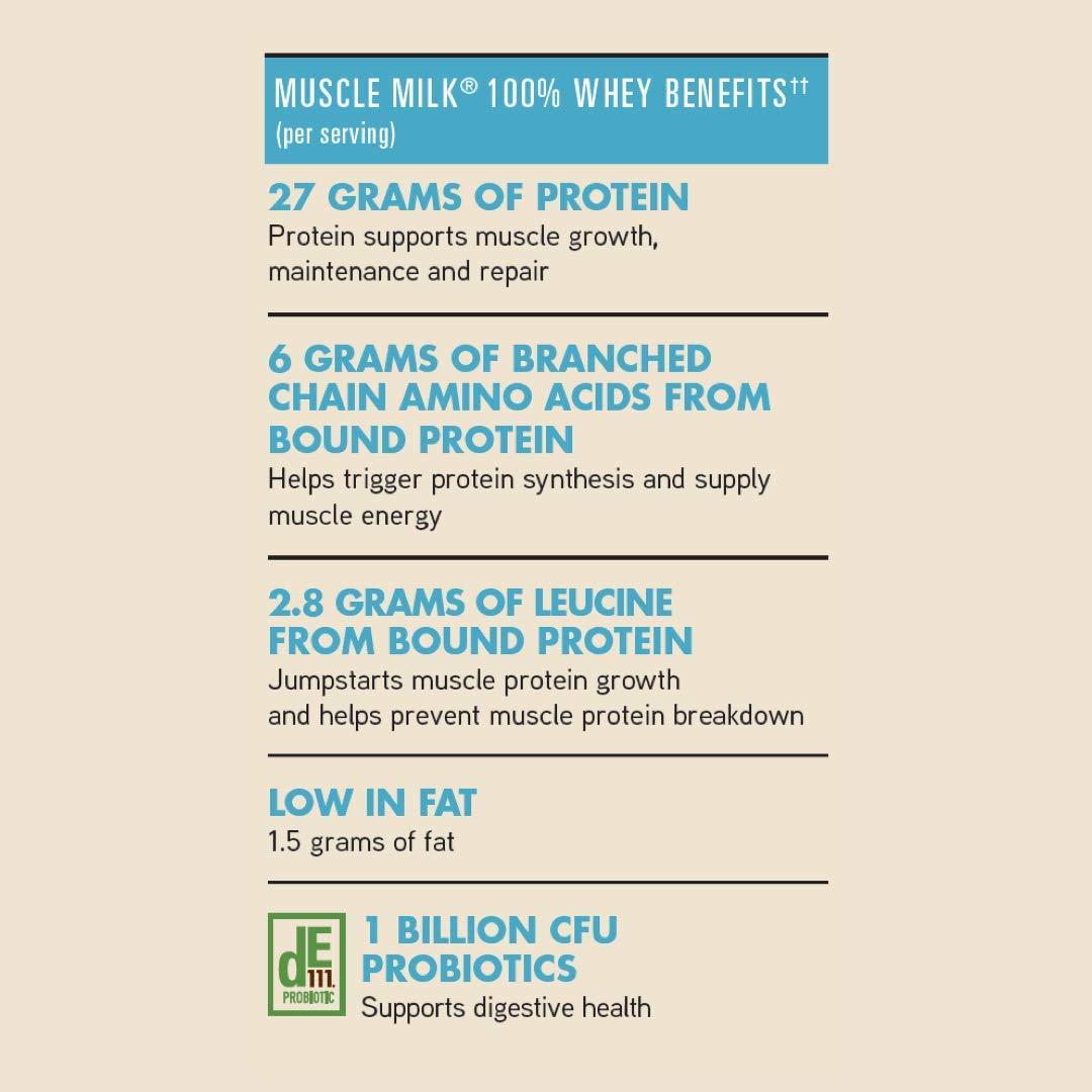 Muscle Milk 100% Whey With Probiotics Protein Powder, Chocolate, 1.85 Pound, 23 Serving Muscle Milk uk supplements