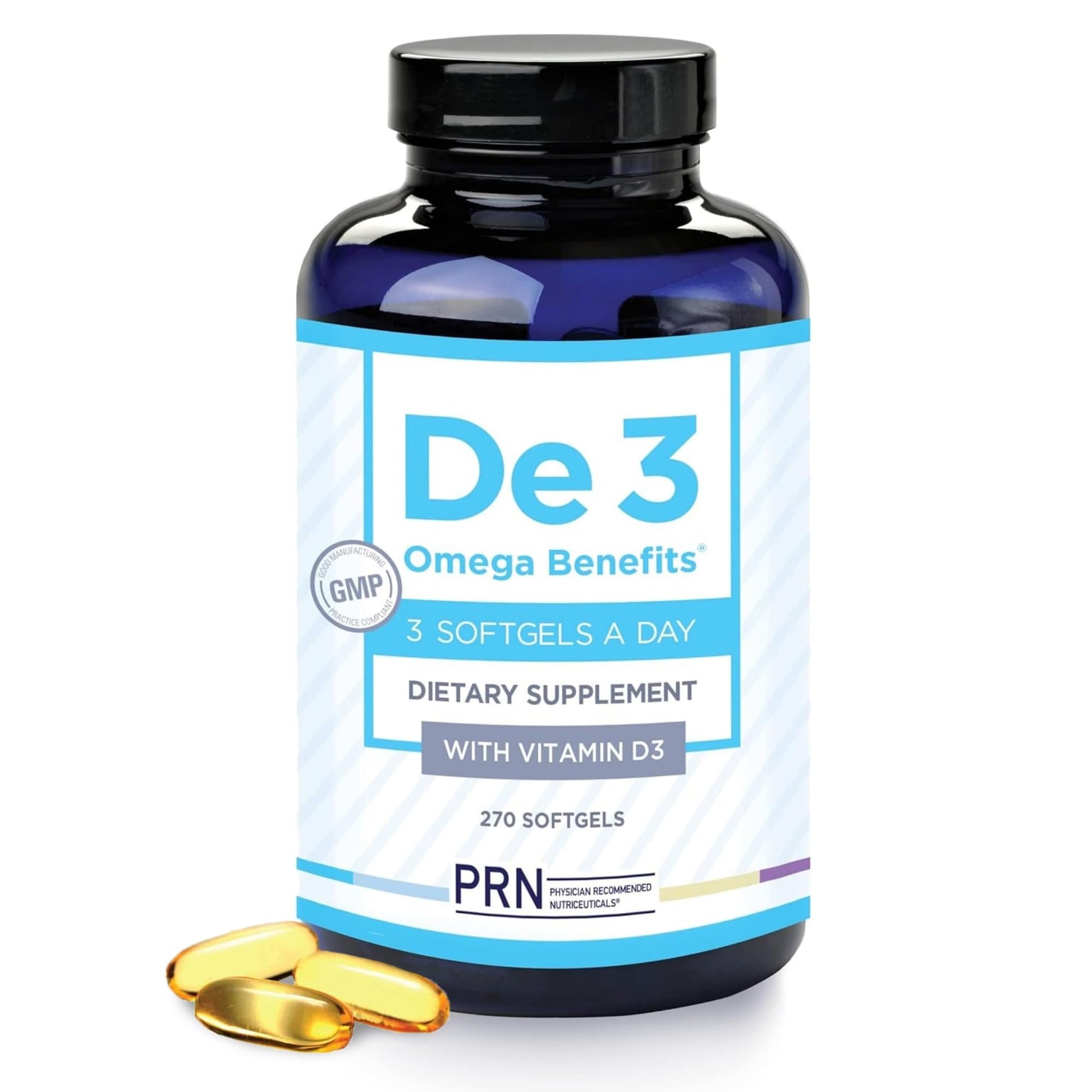 De3 Dry Eye Ultra Pure rTG Omega 3 – Support for Dry Eyes - 2400mg EPA & DHA – New & Improved-Burpless-3 per Day Serving, 3-Month Supply PRN Physician Recommended Nutriceuticals uk supplements