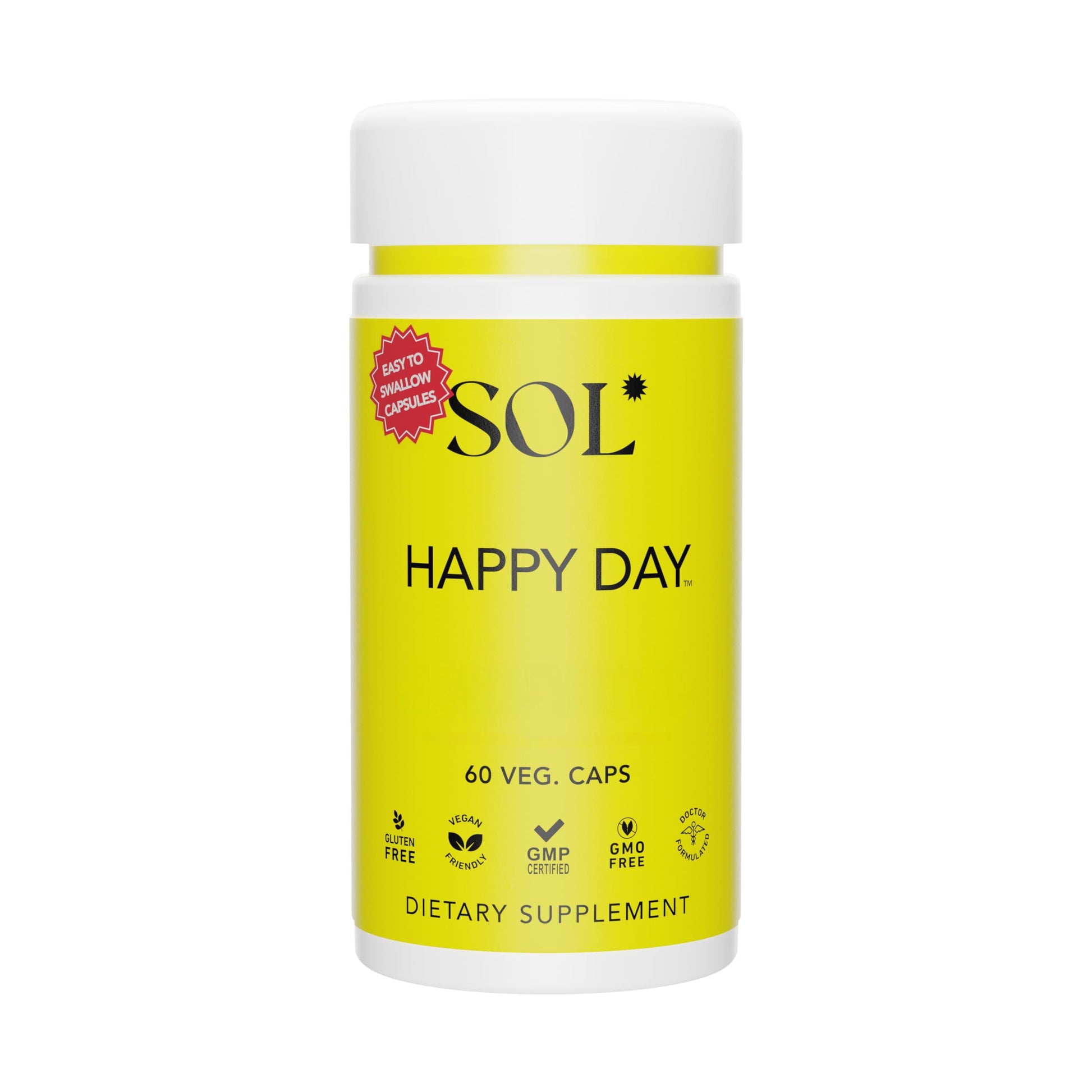 Sol Nutrition Happy Day Supplement: Combining The Natural Herbal Properties of Collective Happiness Bark, Astragalus, and Gingko Biloba to Support a Healthy Lifestyle - 60 Easy to Swallow Capsules Sol Nutrition uk supplements