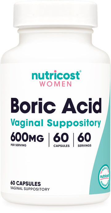 Nutricost Boric Acid 600mg, 60 Capsules - Vaginal Suppository - Non-GMO - for Women Nutricost uk supplements