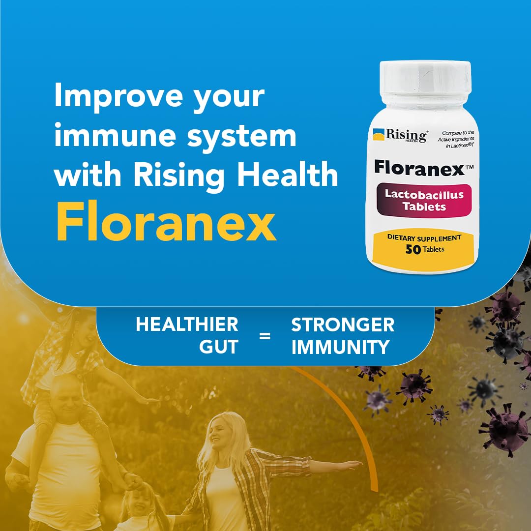 Rising Health - Floranex Tablets - Lactobacillus Probiotic Dietary Supplements - 50 Tablets Rising uk supplements