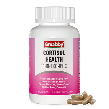 GREABBY Cortisol Supplements for Women, 11-in-1 Formula with Ashwagandha, L-Theanine, Phosphatidylserine and More, Lower Cortisol Health Support, 90 Vegan Capsules GREABBY uk supplements