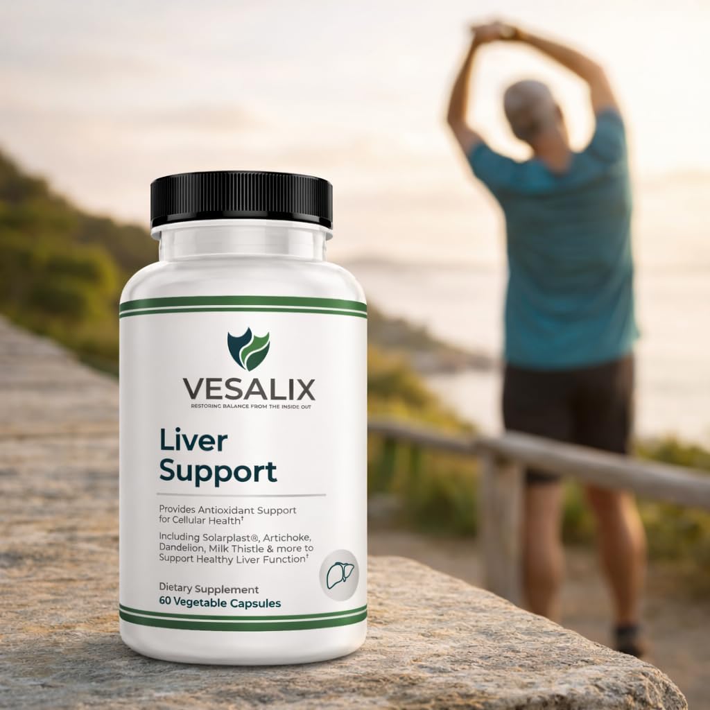 VESALIX Liver Support Supplement for Adults 40+ – Milk Thistle, Artichoke & Dandelion with Digestive Enzymes – Supports Digestion & Cellular Health – 60 Vegetarian Capsules VESALIX uk supplements