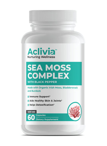Aclivia - Organic Irish Sea Moss Capsules with Bladderwrack & Burdock Root - 102 Minerals Sea Moss Supplement - Thyroid Support, Immune Boost - Non-GMO (60 Count) Aclivia uk supplements