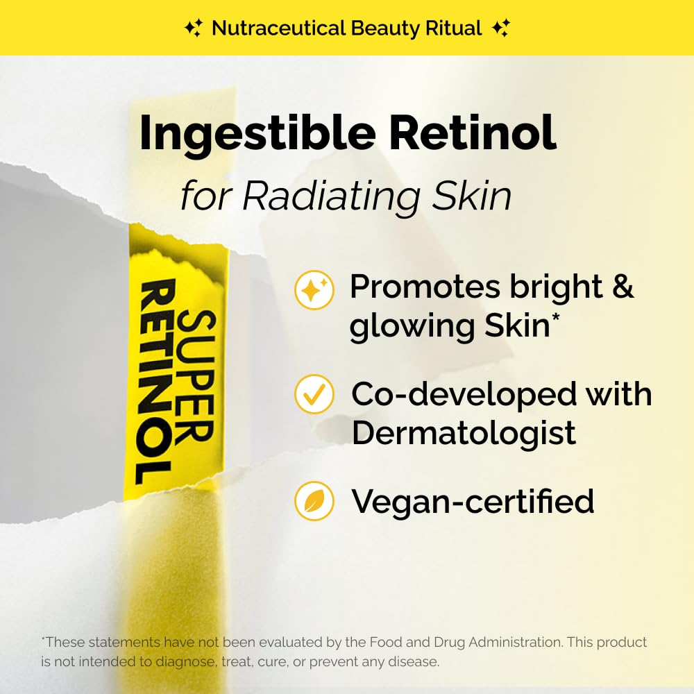 VITALBEAUTIE Super Retinol - Ingestible Liposomal Retinol & Vitamin C 1000mg Powder - Vegan K-Beauty Skin Supplement for Radiant Glass Skin & Tone, Dark Spot Care, 30 Packets VITALBEAUTIE uk supplements