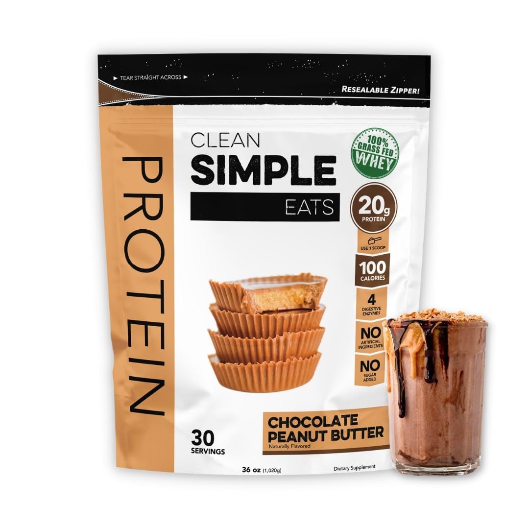 Clean Simple Eats Chocolate Peanut Butter Whey Protein Powder, Natural Sweetened Clean Simple Eats uk supplements