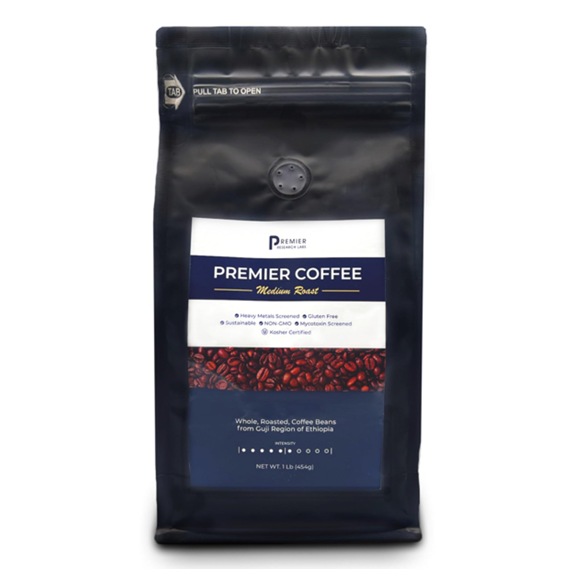 Premier Research Labs Organic Whole Roasted Coffee Beans - Medium Roast, From Guji Region of Ethiopia, Crafted for Optimal Health Benefits, Sweet & Fruity, Well-Balanced, Gluten Free - 1 Pound Premier Research Labs uk supplements