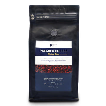 Premier Research Labs Organic Whole Roasted Coffee Beans - Medium Roast, From Guji Region of Ethiopia, Crafted for Optimal Health Benefits, Sweet & Fruity, Well-Balanced, Gluten Free - 1 Pound Premier Research Labs uk supplements