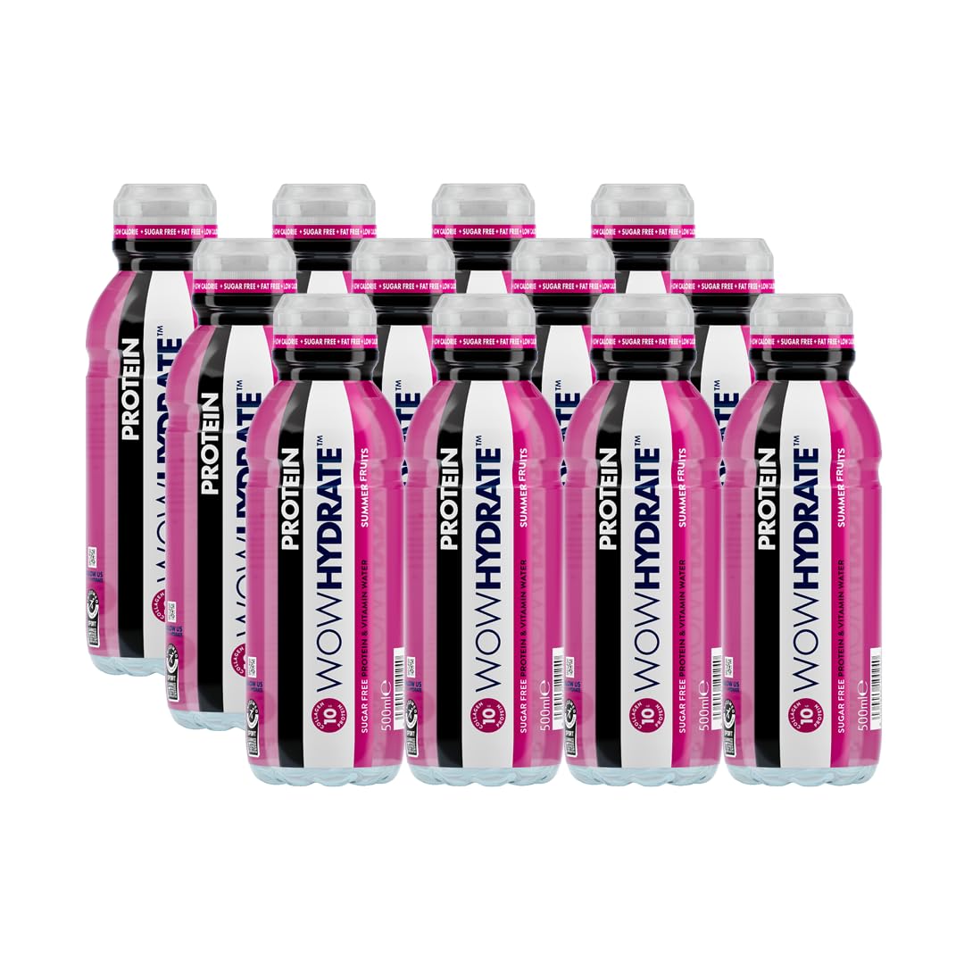 WOW HYDRATE Protein Water, Summer Fruits Flavour Protein Drink, Natural Flavourings, Healthy Hydration WOW HYDRATE uk supplements