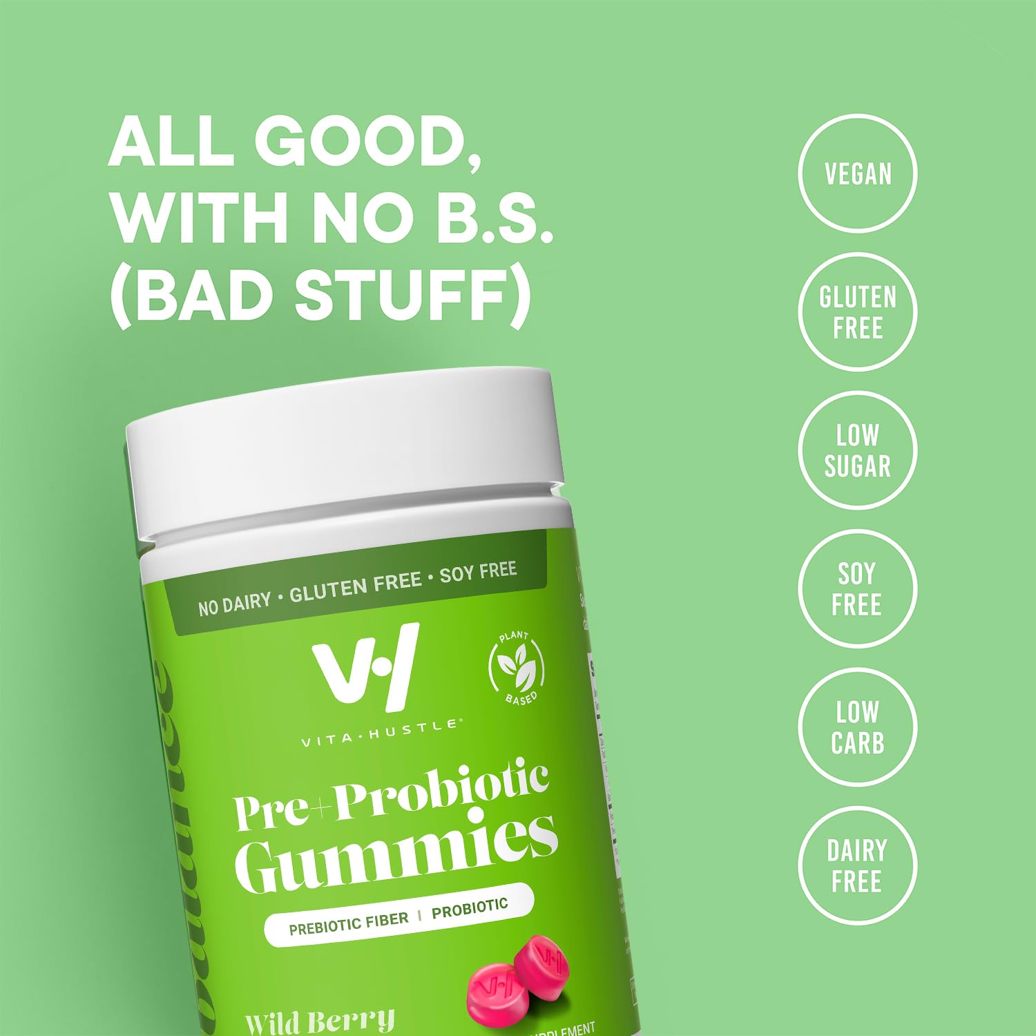 VitaHustle Probiotic Gummies + Prebiotics by Kevin Hart with Chicory Root Inulin Fiber VitaHustle uk supplements